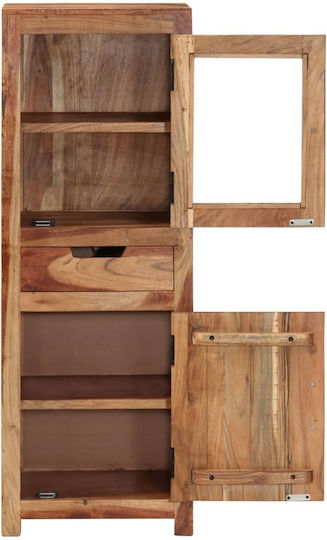 Vitrină Suspendată pentru Sufragerie din Lemn Masiv Maro cu Geam 40x34x110cm