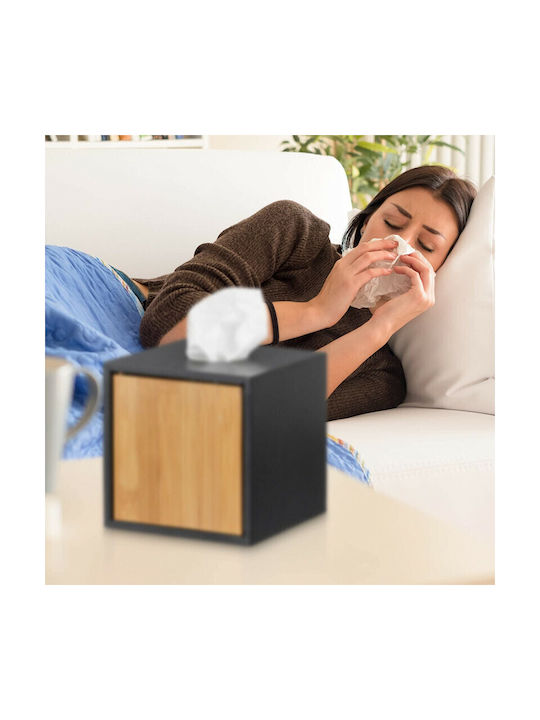Relaxdays Suport pentru șervețele Lemn Neagră 13x13x14.5cm 10022178