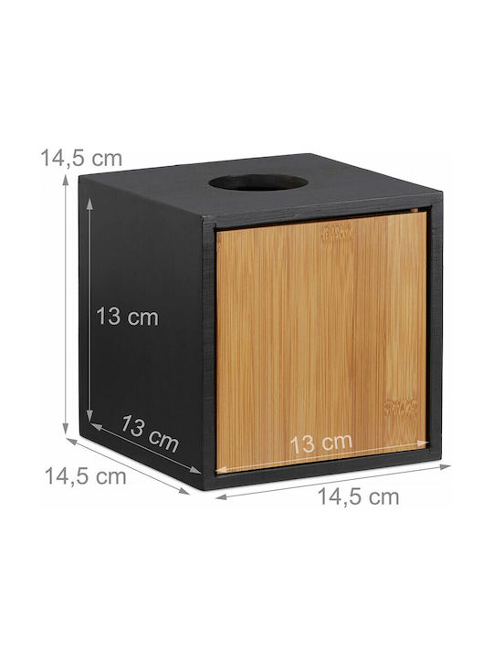Relaxdays Suport pentru șervețele Lemn Neagră 13x13x14.5cm 10022178