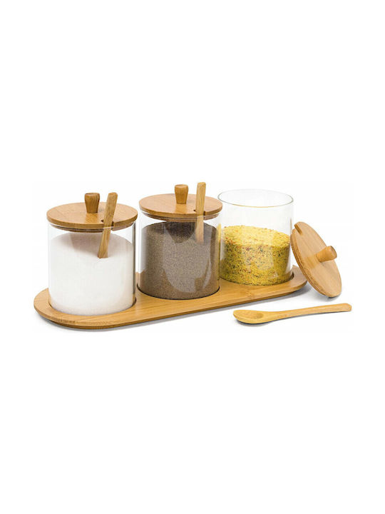 Relaxdays Set 3 Bucăți Vaze Utilizare Generală cu Capac și Suport Sticlă Transparent 12x31x12cm 3 Bucăți