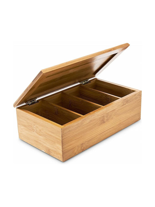 Relaxdays Box for Tea with Lid Wooden Brown