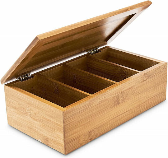 Relaxdays Box für Tee mit Deckel Hölzernes Braun 15.5x9x9cm