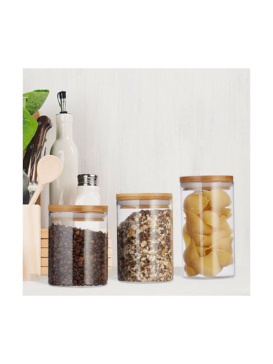 Relaxdays Set 3buc Borcane Uz General cu capac ermetic Sticlă Transparent 1000ml