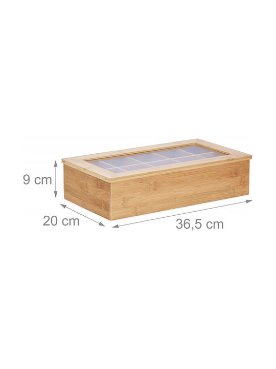 Relaxdays Κουτί για Τσάι με Καπάκι Ξύλινο Καφέ 20x20x9cm