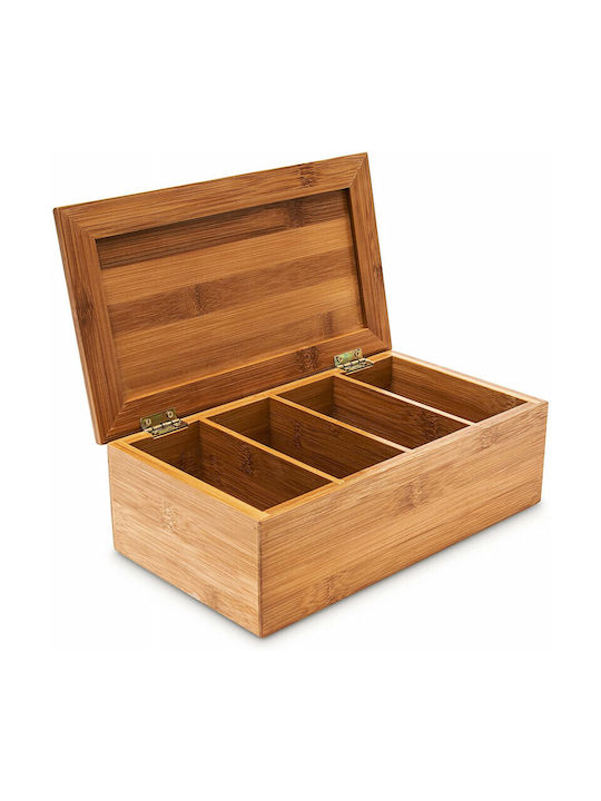 Relaxdays Tea Box with Lid Wooden Brown 15.5x9x9cm 1 Piece