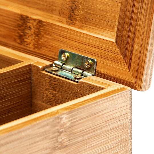 Relaxdays Wooden Brown Tea Box with Lid 15.5x9x9cm