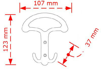 Viobrass Metal Wall Hanger with 2 Slots Silver 12.3x3.7x12.3cm 1pc