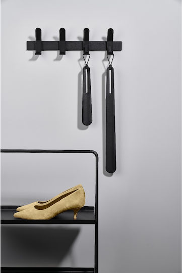 Zone Denmark Wall Hanger Metal 4 Hooks Black 40x5x11cm