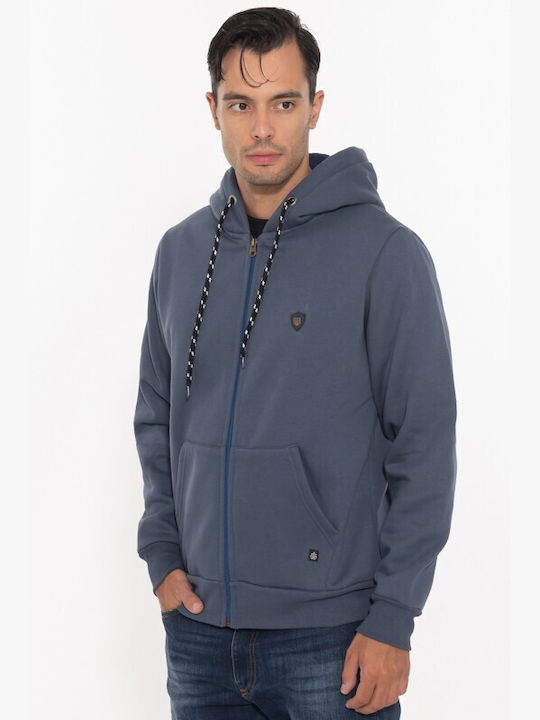 Everbest Herren Sweatshirt Jacke mit Kapuze und Taschen Blau