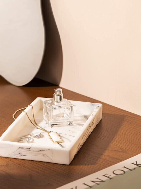 Navaris Design Marble Δίσκος Κοσμημάτων Λευκός 23.5x12.5x2.6cm