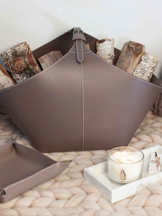ADORIST Decorative Basket Leather Artificial Leather with Handles Brown 60x40x30cm