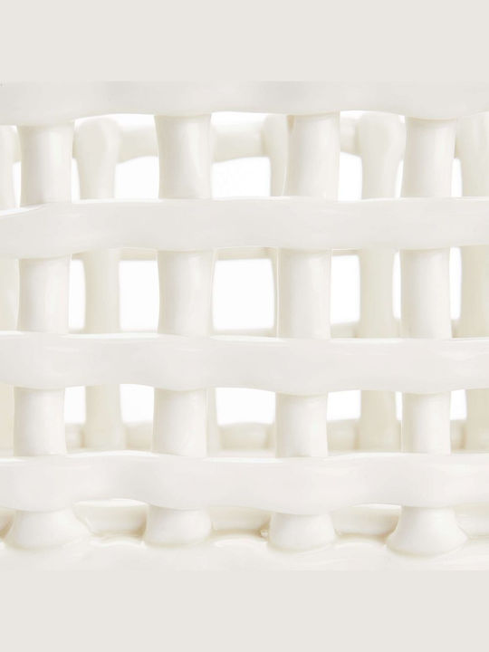 Butlers Coș decorativ Din paie cu mânere White 20x16buc