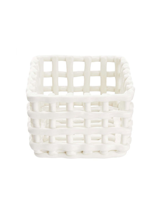 Butlers Coș decorativ Din paie cu mânere White 20x16buc