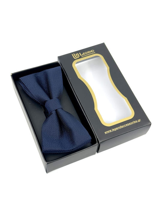 Legend Accessories Σετ Υφασμάτινo Παπιγιόν με Μαντήλι Navy Μπλε