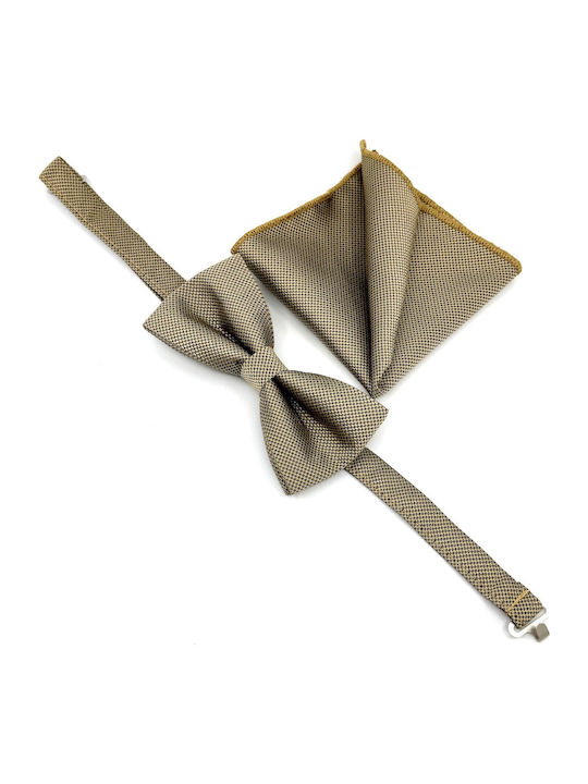 Legend Accessories Bow Tie Set with Pochette Beige