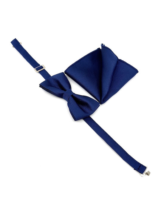 Legend Accessories Σετ Υφασμάτινo Παπιγιόν με Μαντήλι Μπλε