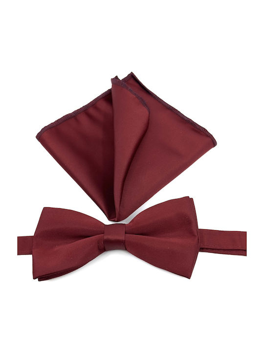 Legend Accessories Σετ Υφασμάτινo Παπιγιόν με Μαντήλι Μπορντό