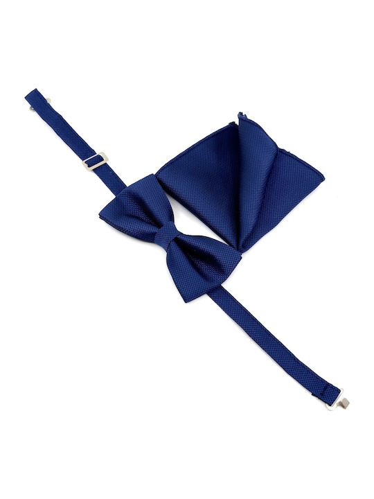 Legend Accessories Σετ Υφασμάτινo Παπιγιόν με Μαντήλι Μπλε