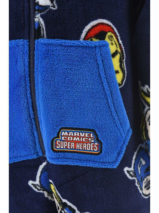 Marvel Παιδική Πιτζάμα Ολόσωμη Χειμωνιάτικη Fleece Μπλε