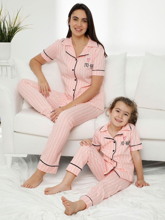 Sexen Kinder Schlafanzug Sommerlich Baumwoll Rosa