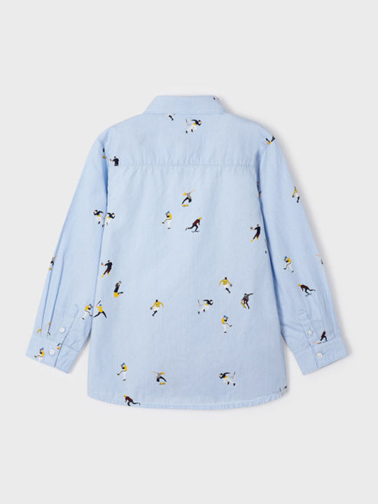 Kids Checked Shirt Long Sleeve Denim Light Blue