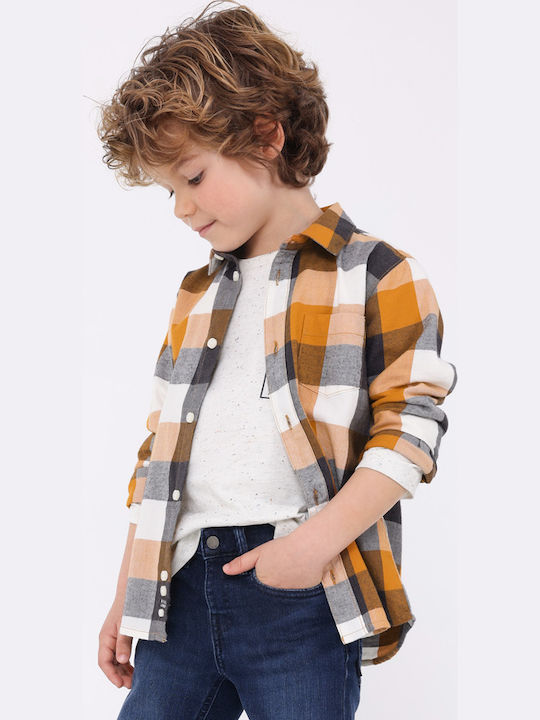 Kids Checked Shirt Long Sleeve Yellow