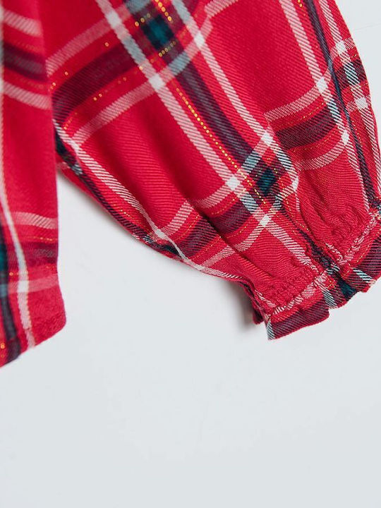 Kids Checked Shirt Long Sleeve Red