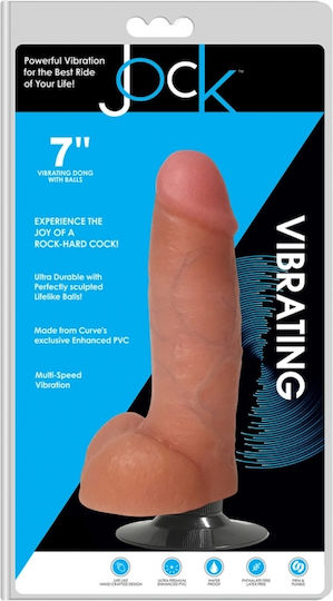 Curve Toys Vibrating Dildo Balls Realistic Vibrator 18cm Flesh