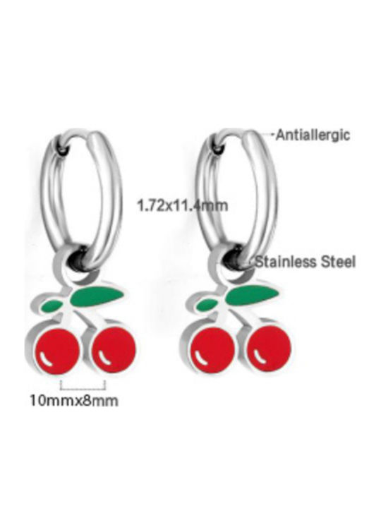 Bode Hypoallergenic Fruits Kids Earrings Steel Silver-Red Bode Hypoallergenic Fruits Kids Earrings Steel Silver-Red