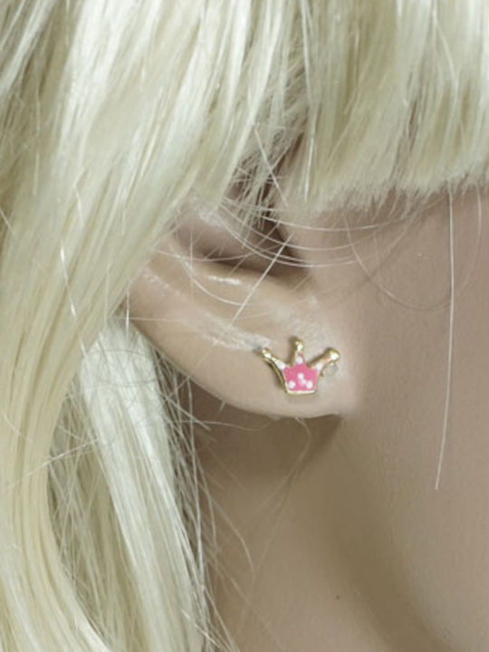 Kiriakos Gofas Gold Plated Kids Earrings Studs Crowns from Silver