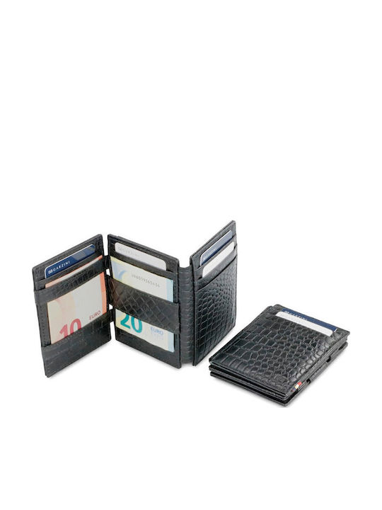 Кожен Мъжки Портфейл За Карти С RFID Черен