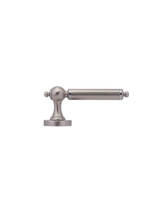 Convex Lever Front Door with Rosette Left 5537-CO-1925-RO-ROY-L with Rosette Silver