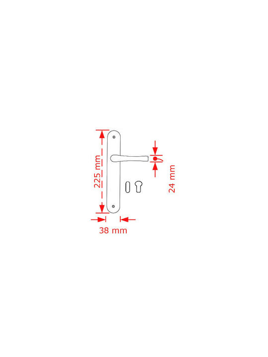 Viobrass Lever Middle Door with Plate 216 Pair Silver