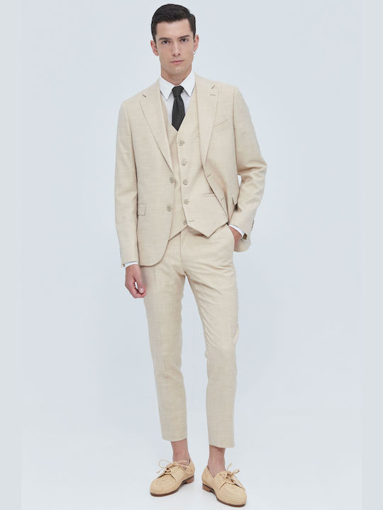 Aristoteli Bitsiani Men's Suit Slim Fit Beige