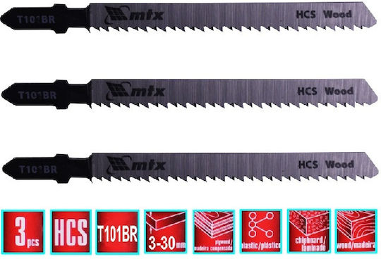 MTX Jig Saw Blade for Wood 75mm 3pcs 782049