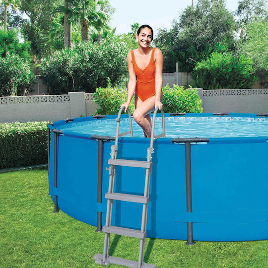 vidaXL Scară de piscină din plastic Gri