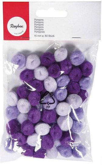 Rayher Pom Pom Handwerk Lila Set 60Stück