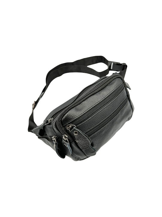 V-store Men's Leather Waist Bag Black