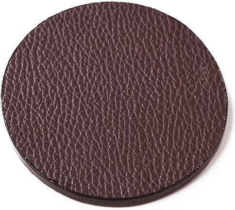BagCity Round PU Brown Coasters with Stand 6pcs