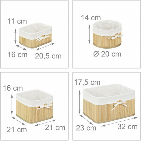 Relaxdays Aufbewahrungskorb Bamboo Beige 12.9Es 4Stück