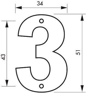 Thirard Πινακίδα με Αριθμό 3 σε Χρυσό Χρώμα 5.1cm 00967193