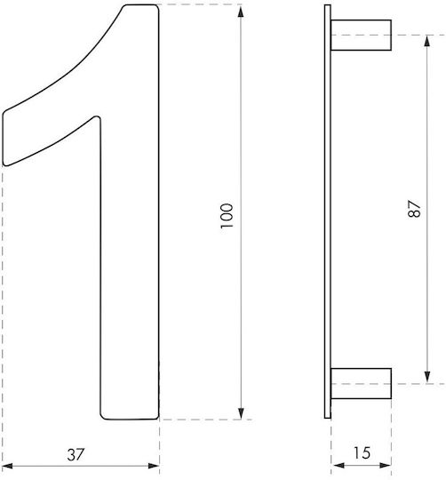 Thirard Πινακίδα με Αριθμό 1 σε Ασημί Χρώμα 10cm 00067551