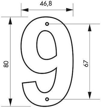 Thirard Табела с Число 9 в Черен Цвят 8см 00967169