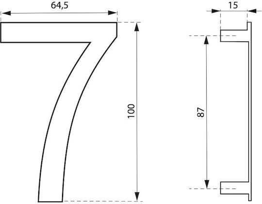 Thirard Πινακίδα με Αριθμό 7 σε Ασημί Χρώμα 10cm 00067557