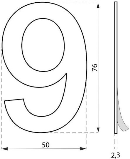 Thirard Placă cu Număr 9 în Argintiu Culoare 7.6cm 00067569