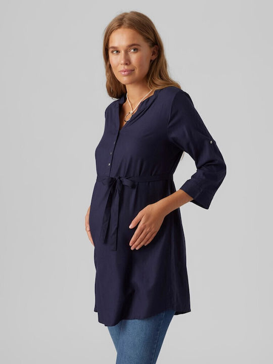 Mamalicious Maternity Dress Top Navy Blue