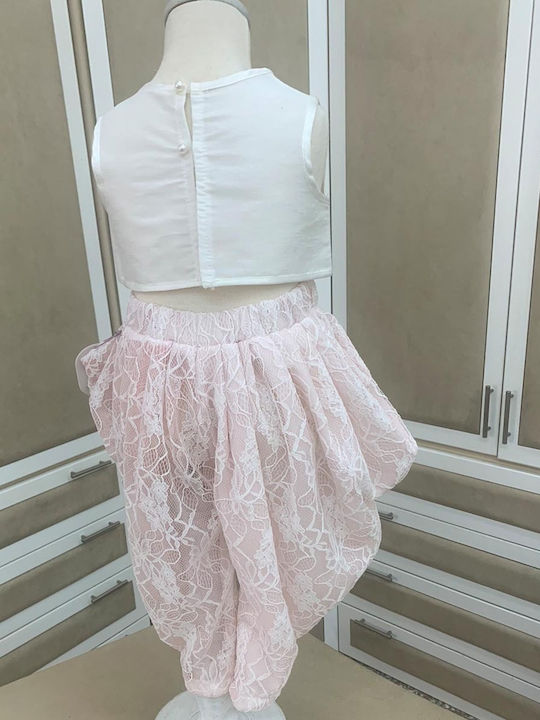 Nst Nastasia Sarah Jane Rees Rosa Taufkleidung für Mädchen mit Top & Hosen aus Spitze 2Stücke