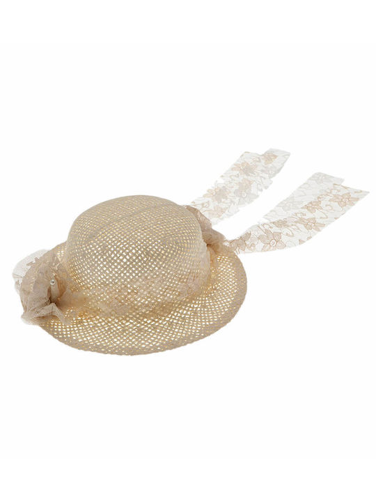 Nst Nastasia Beige Taufhut aus Spitze