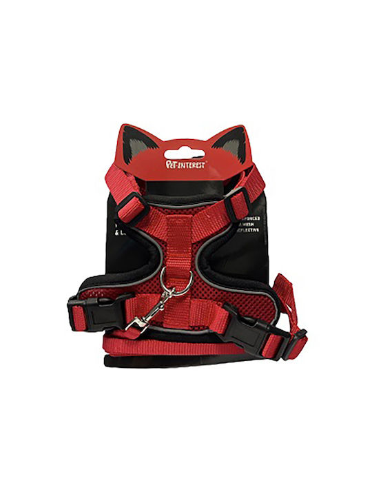 Pet Interest Cat Harness with Guide Red