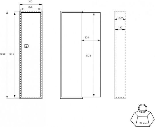 Thirard Gun Cabinet 5 Capacity with Lock